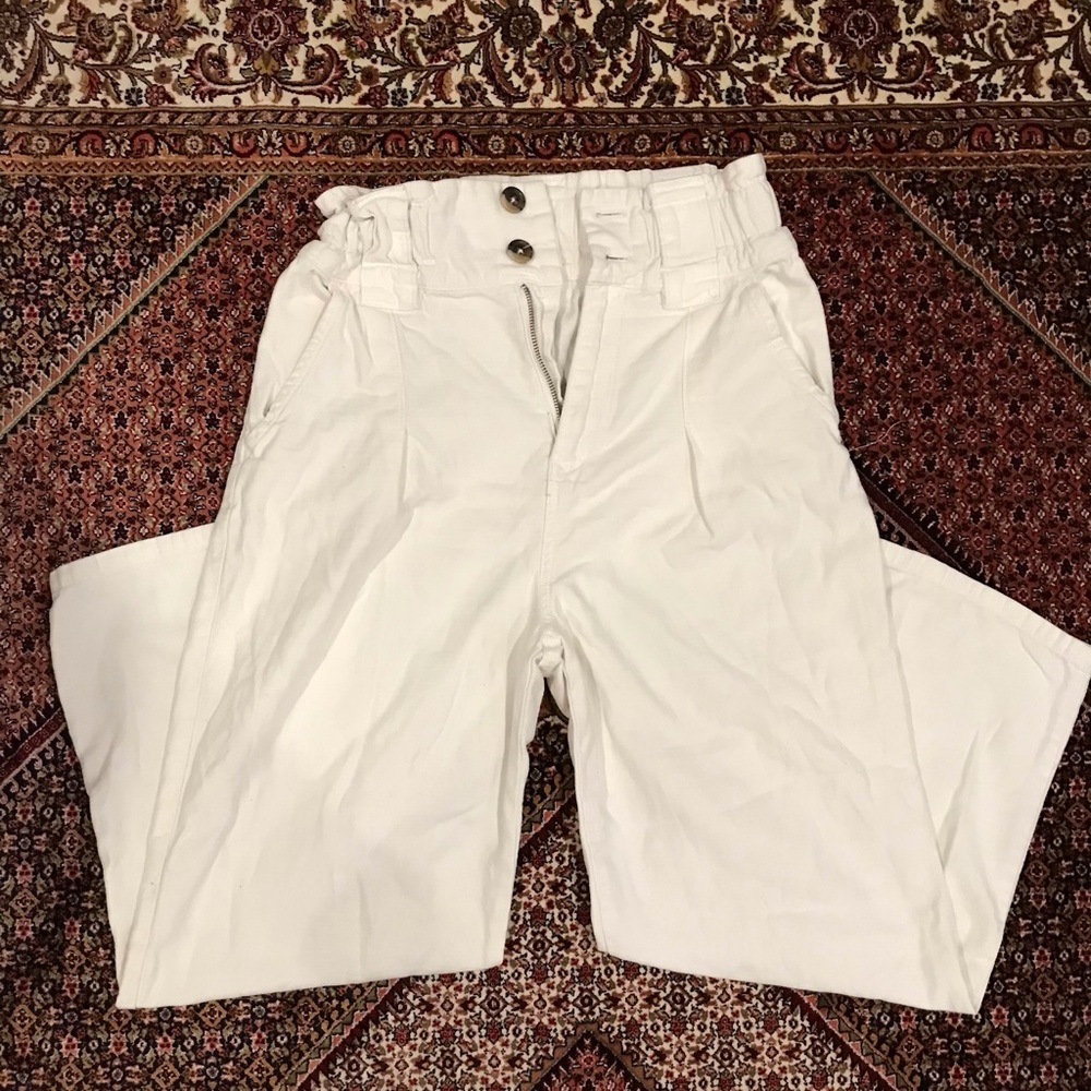 Free People White Paperbag Waist Pants